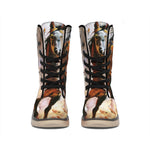 Running Horses Painting Print Winter Boots