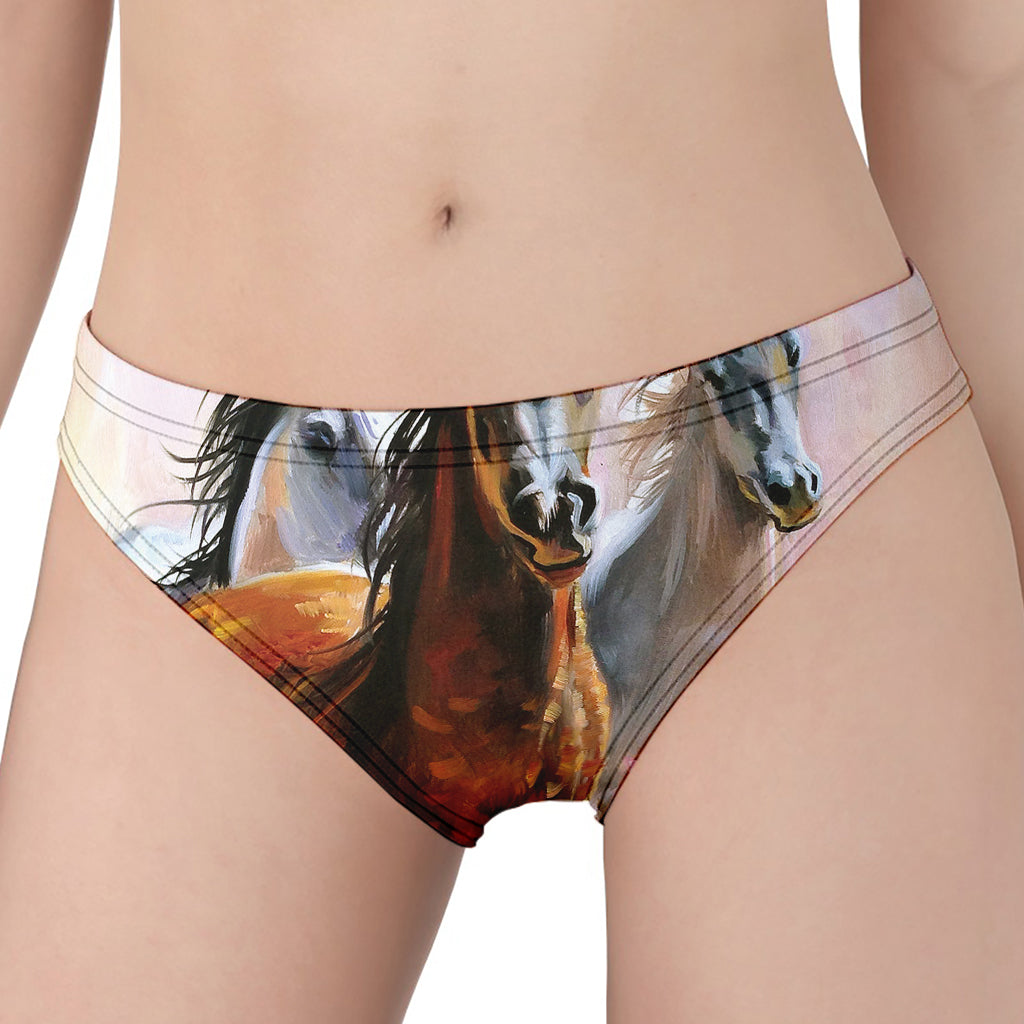 Running Horses Painting Print Women's Panties