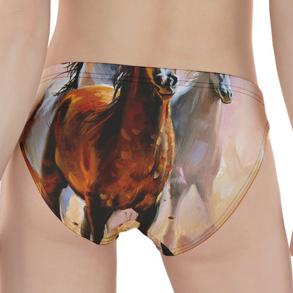 Running Horses Painting Print Women's Panties