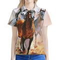 Running Horses Painting Print Women's Polo Shirt