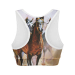 Running Horses Painting Print Women's Sports Bra