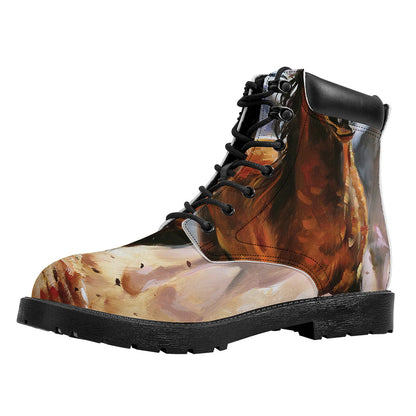 Running Horses Painting Print Work Boots