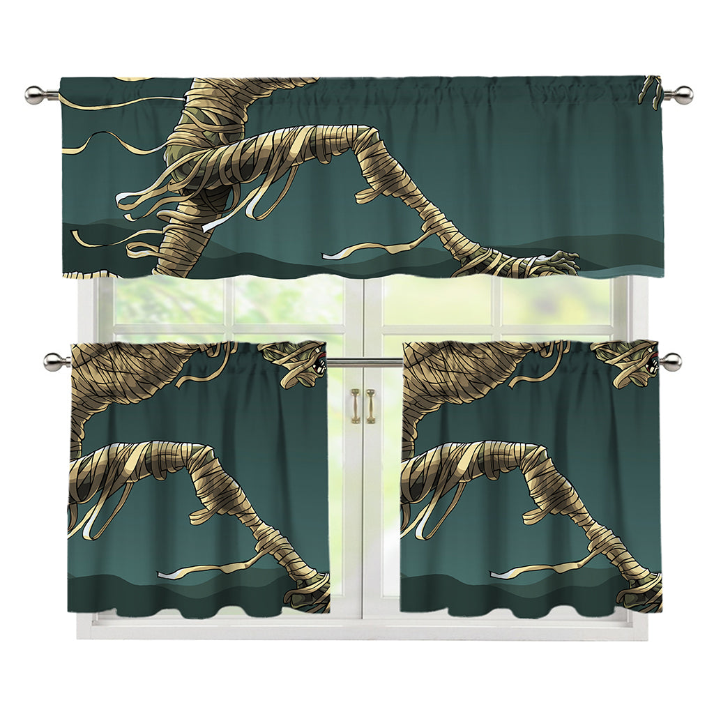 Running Mummy Print 3 Piece Kitchen Curtains