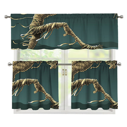 Running Mummy Print 3 Piece Kitchen Curtains