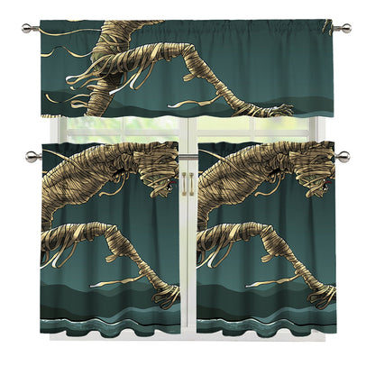 Running Mummy Print 3 Piece Kitchen Curtains