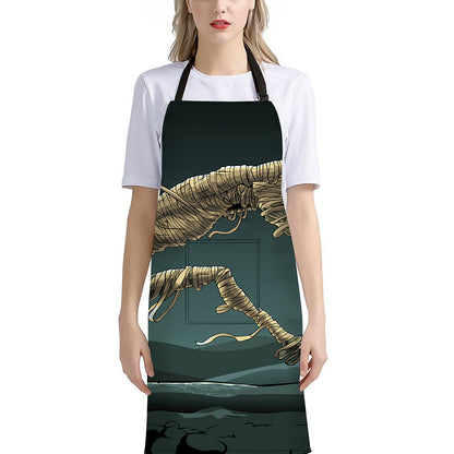 Running Mummy Print Bib Apron With Pocket