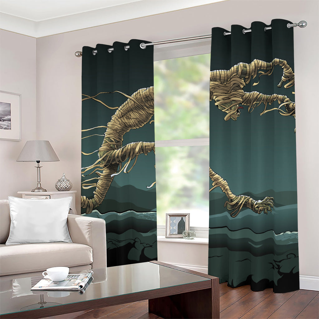 Running Mummy Print Blackout Grommet Curtains