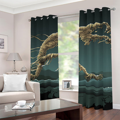 Running Mummy Print Blackout Grommet Curtains