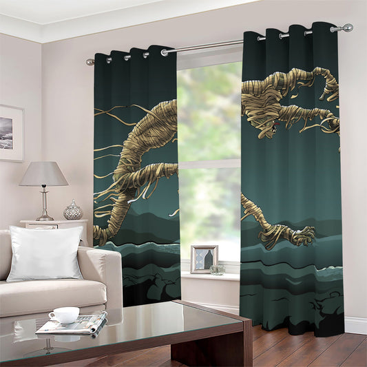 Running Mummy Print Blackout Grommet Curtains