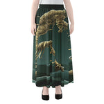 Running Mummy Print Chiffon Maxi Skirt