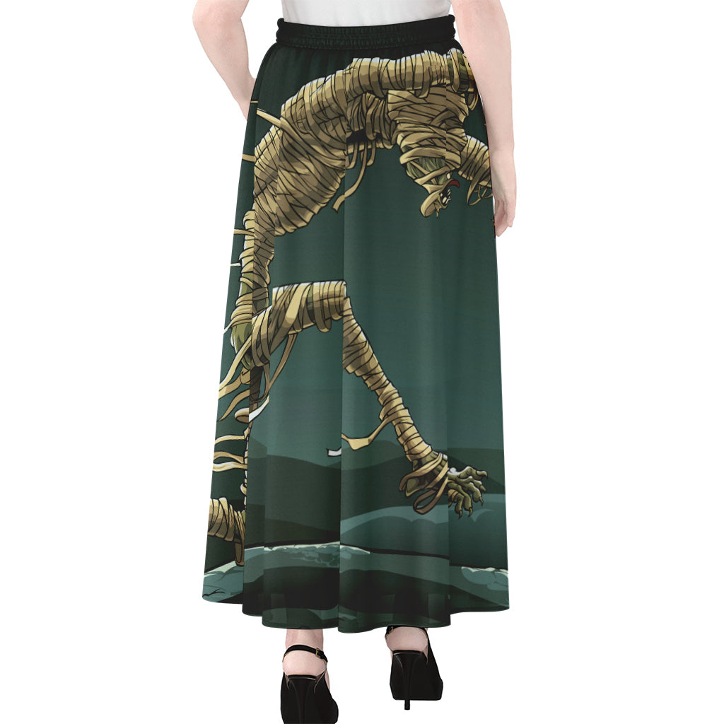Running Mummy Print Chiffon Maxi Skirt