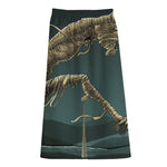 Running Mummy Print Cotton Front Slit Maxi Skirt