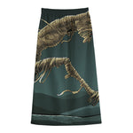 Running Mummy Print Cotton Front Slit Maxi Skirt