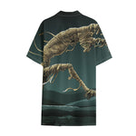 Running Mummy Print Cotton Hawaiian Shirt