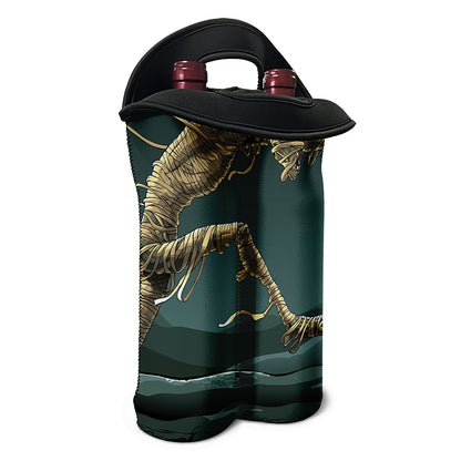 Running Mummy Print Double Neoprene Wine Tote