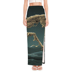 Running Mummy Print High Slit Maxi Skirt