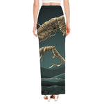 Running Mummy Print High Slit Maxi Skirt