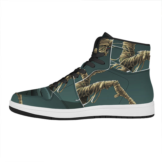 Running Mummy Print High Top Leather Sneakers