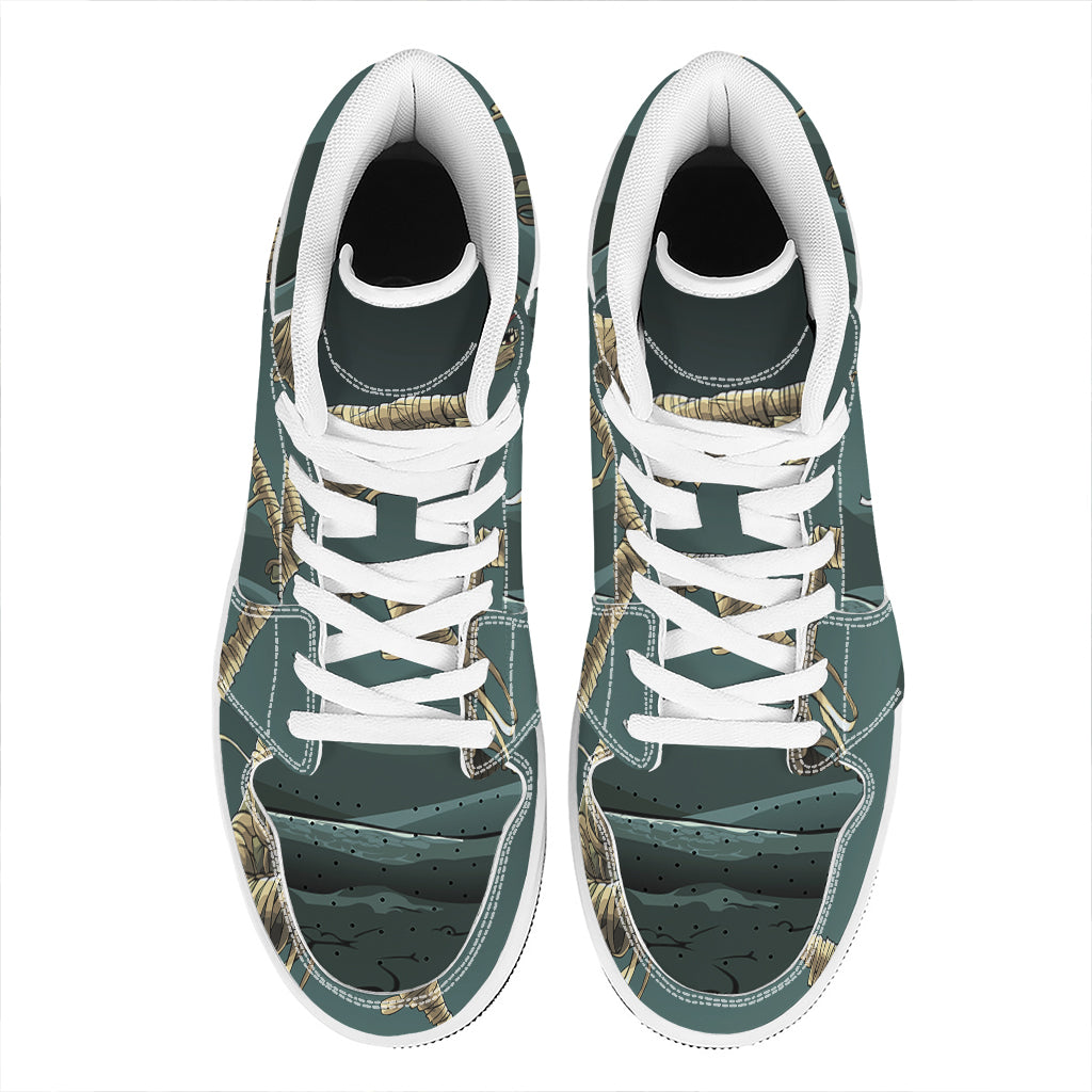 Running Mummy Print High Top Leather Sneakers