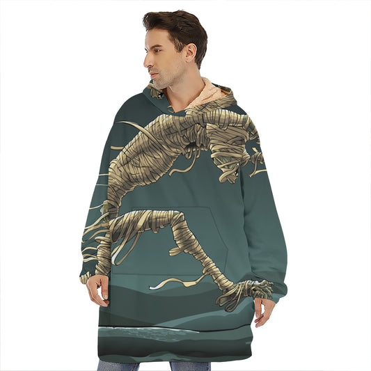 Running Mummy Print Hoodie Blanket