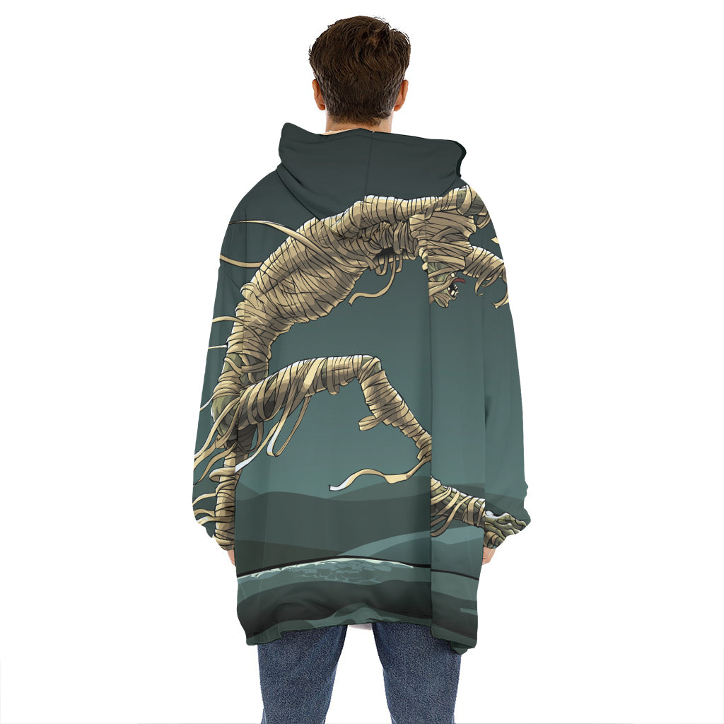 Running Mummy Print Hoodie Blanket