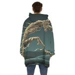 Running Mummy Print Hoodie Blanket