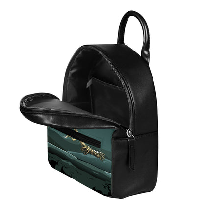 Running Mummy Print Leather Backpack