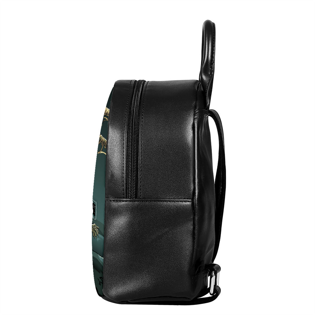 Running Mummy Print Leather Backpack