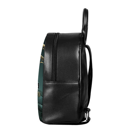 Running Mummy Print Leather Backpack