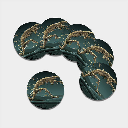 Running Mummy Print Leather Coaster Set