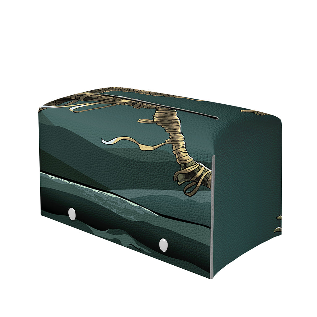 Running Mummy Print Leather Tissue Box Cover