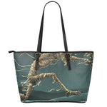 Running Mummy Print Leather Tote Bag