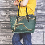 Running Mummy Print Leather Tote Bag