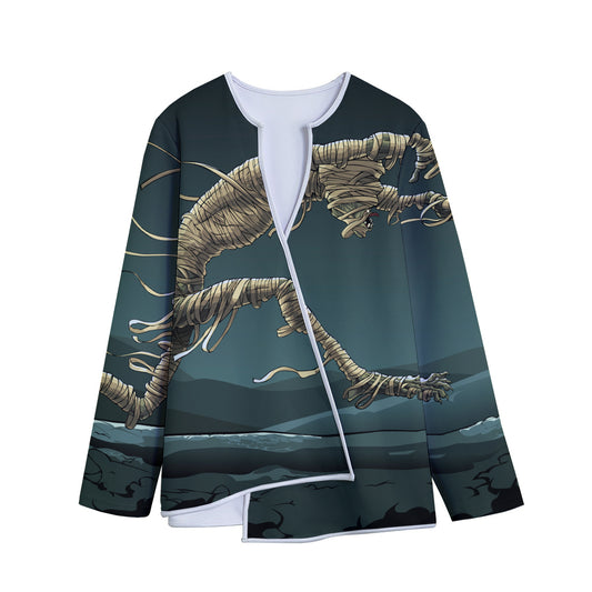 Running Mummy Print Long Sleeve Short Coat