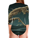 Running Mummy Print Long Sleeve Swimsuit