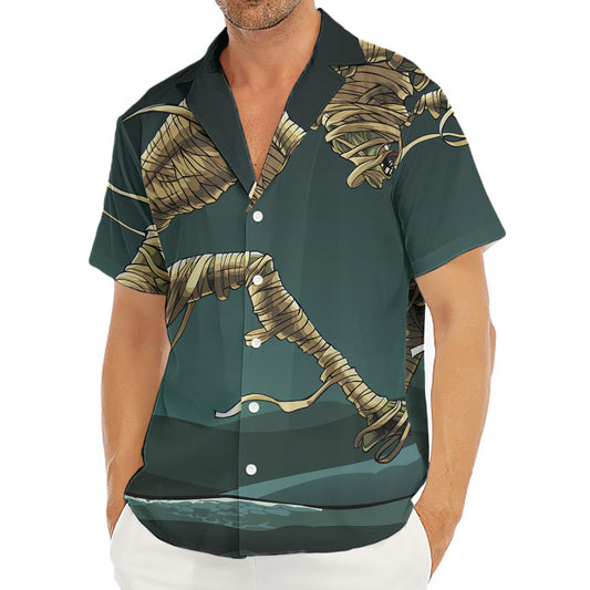 Running Mummy Print Men's Deep V-Neck Shirt