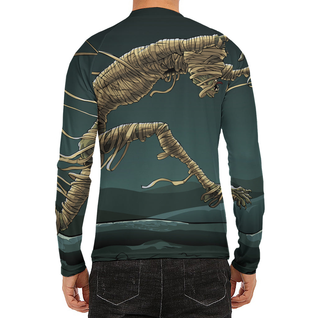 Running Mummy Print Men's Long Sleeve Rash Guard