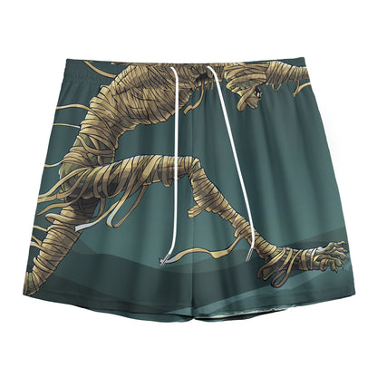 Running Mummy Print Mesh Shorts