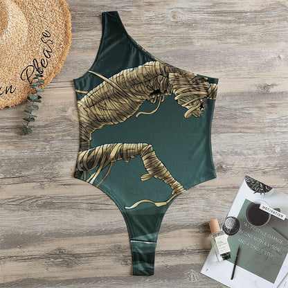 Running Mummy Print One Shoulder Bodysuit