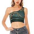 Running Mummy Print One Shoulder Crop Top