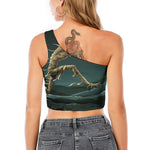 Running Mummy Print One Shoulder Crop Top