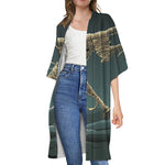 Running Mummy Print Open Front Beach Cover Up