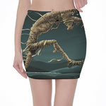 Running Mummy Print Pencil Mini Skirt
