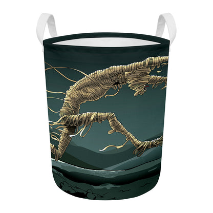 Running Mummy Print Round Laundry Basket