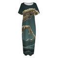 Running Mummy Print Short Sleeve Long Nightdress