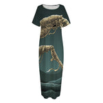 Running Mummy Print Short Sleeve Long Nightdress