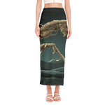 Running Mummy Print Side Slit Maxi Skirt