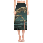 Running Mummy Print Side Slit Midi Skirt