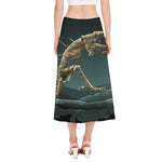 Running Mummy Print Side Slit Midi Skirt