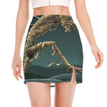 Running Mummy Print Side Slit Mini Skirt